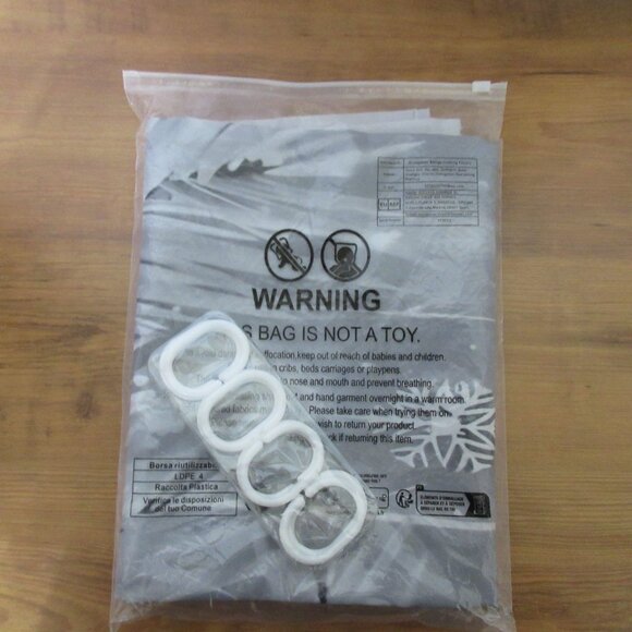 Gray Winter Ginger Cat Shower Curtain 44"x72" Waterproof  Xmas Ornaments 8 Hooks - Picture 6 of 6